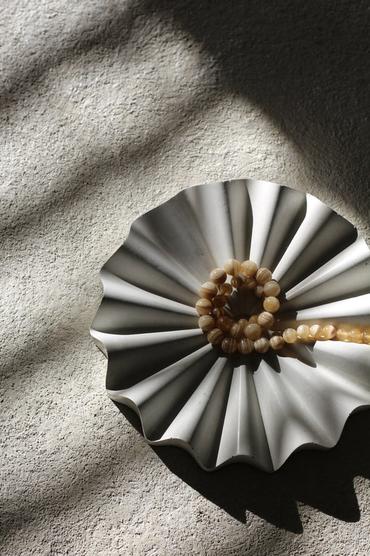 Minimalist handmade concrete tray for jewelry, bathroom accessories, and modern home organization