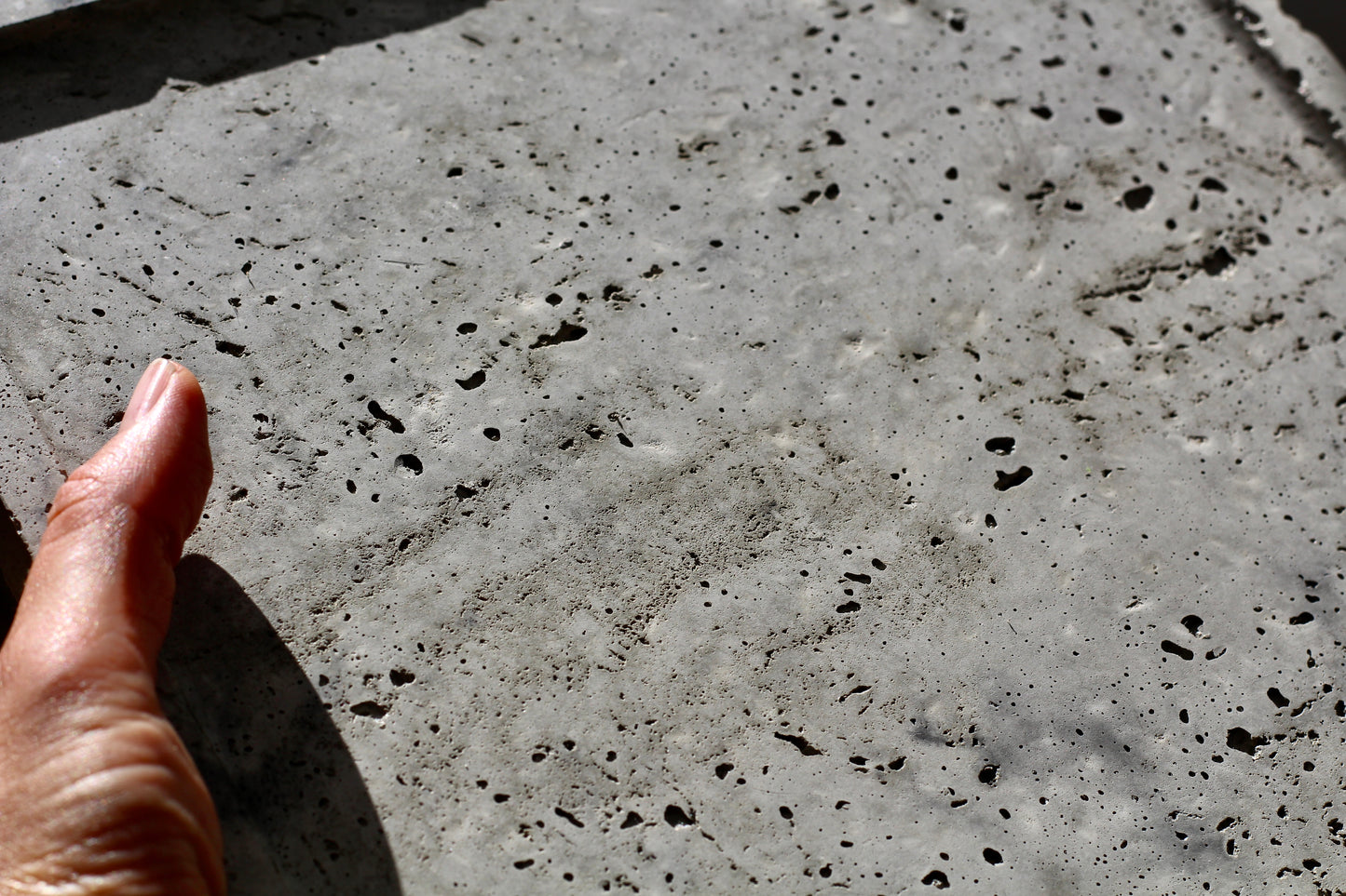 Handmade Concrete Tray: Modern Jewelry & Candle Holder, Natural pore stone Style