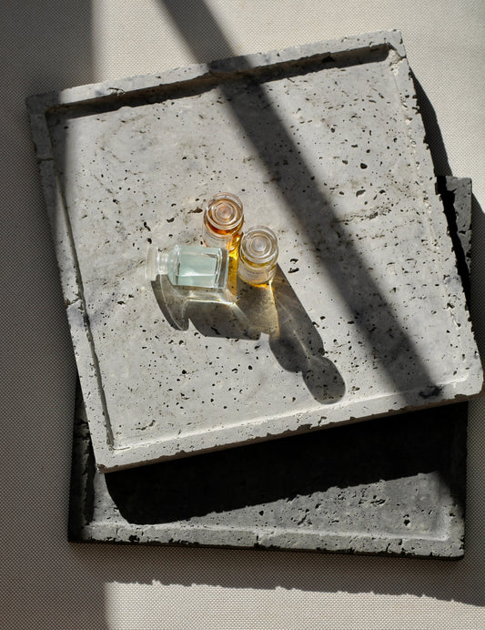Handmade Concrete Tray: Modern Jewelry & Candle Holder, Natural pore stone Style