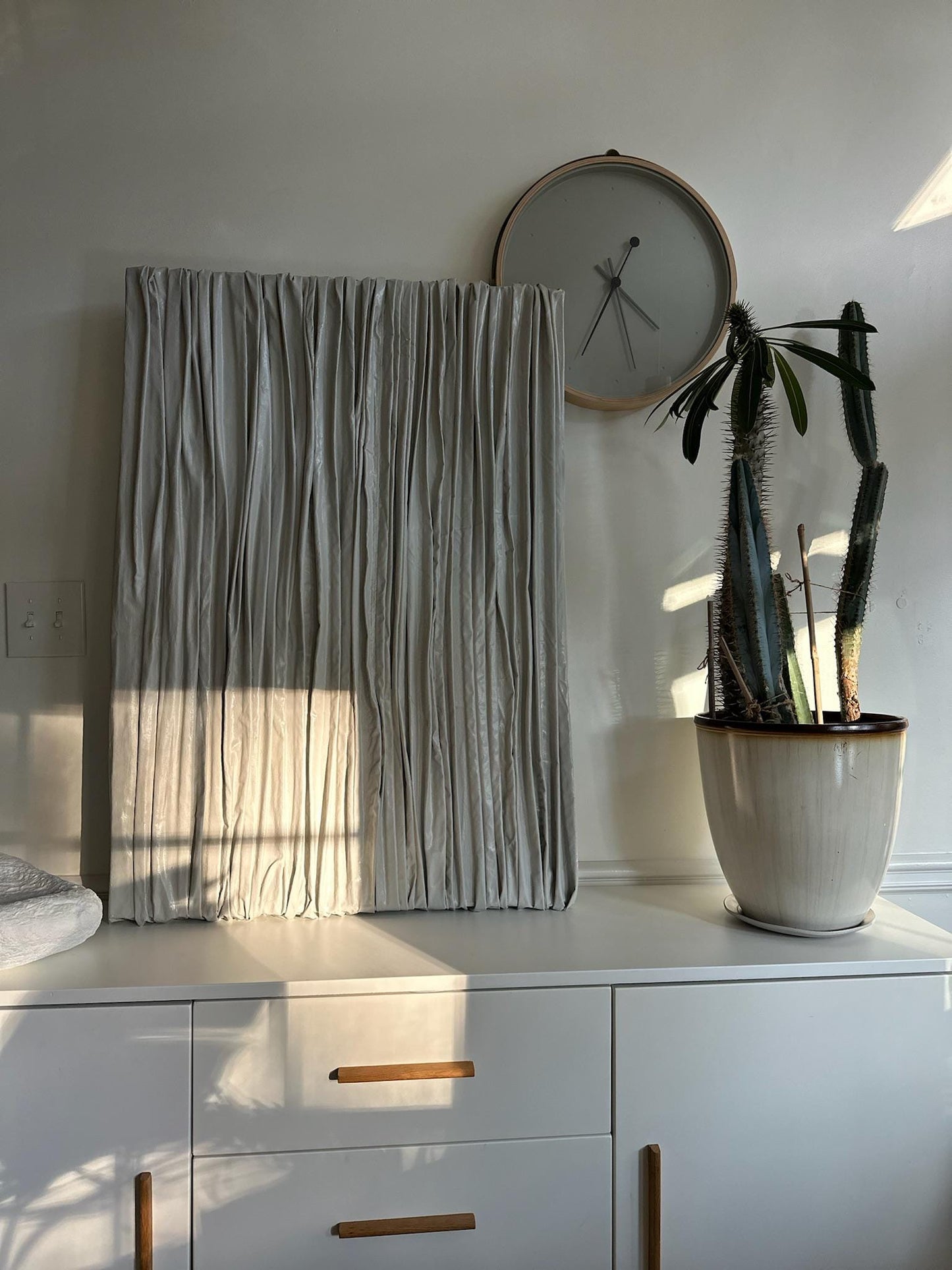 Textured Fabric Wall Art: Large Abstract Plaster Painting, Modern Minimalist Decor