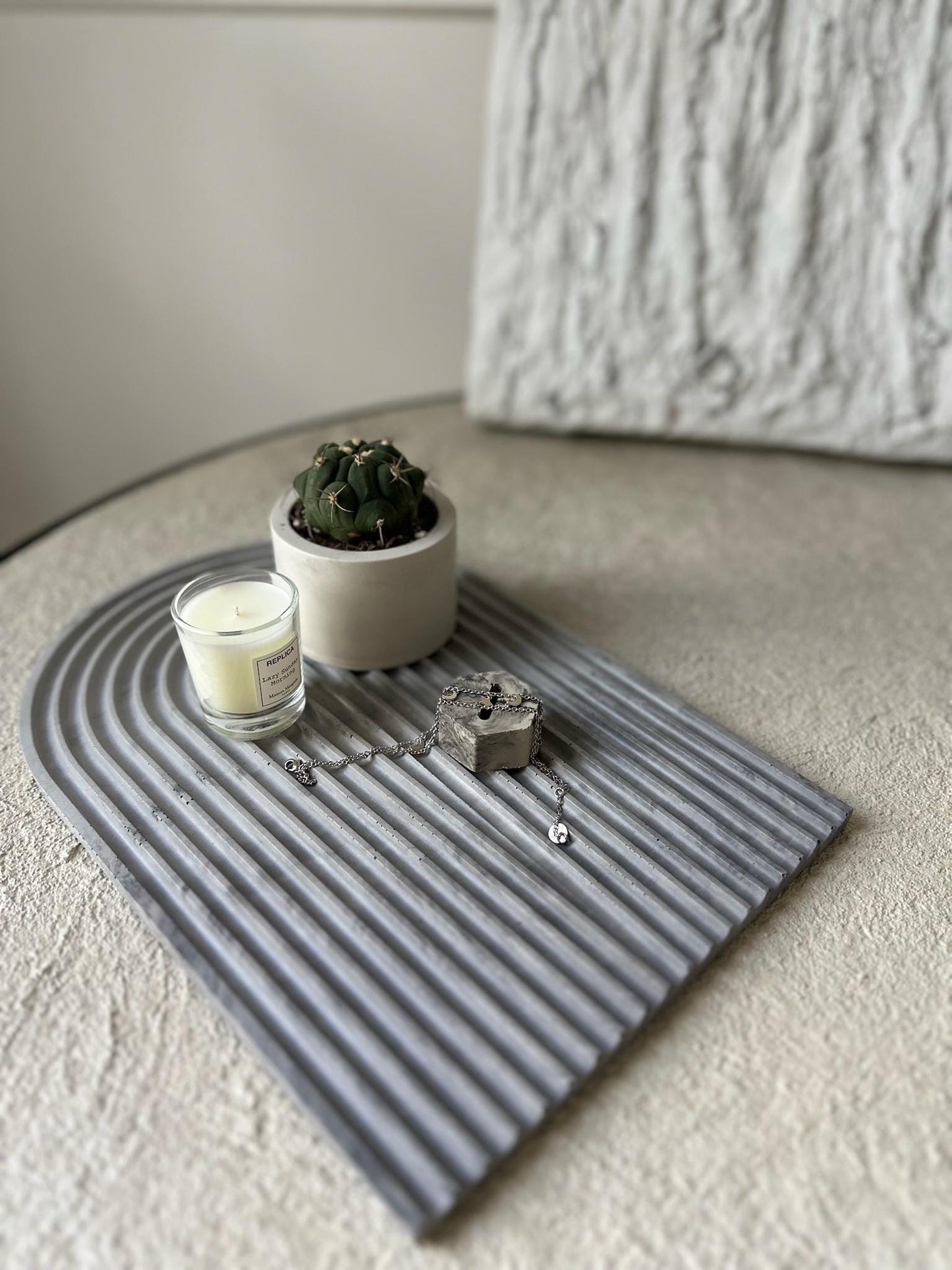 Concrete Arch Tray: Modern Jewelry & Incense Holder