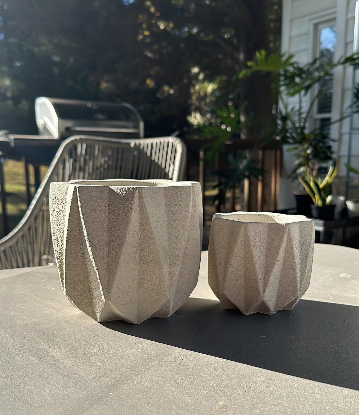 Geometric Concrete Planter: Modern Desk Organizer, Boho Home Decor