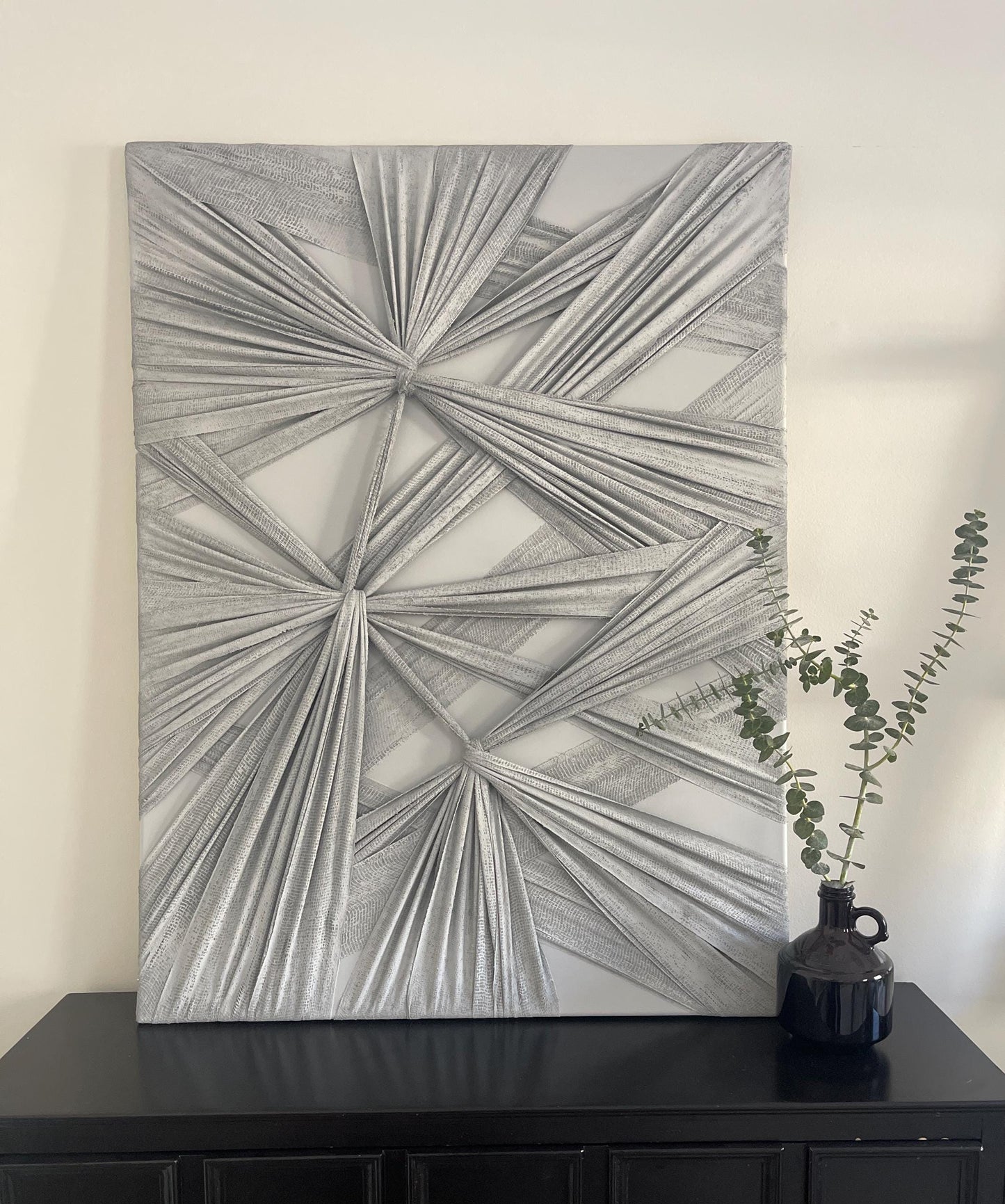 3D Geometric Fabric Wall Art: Textured Abstract Canvas Sculpture