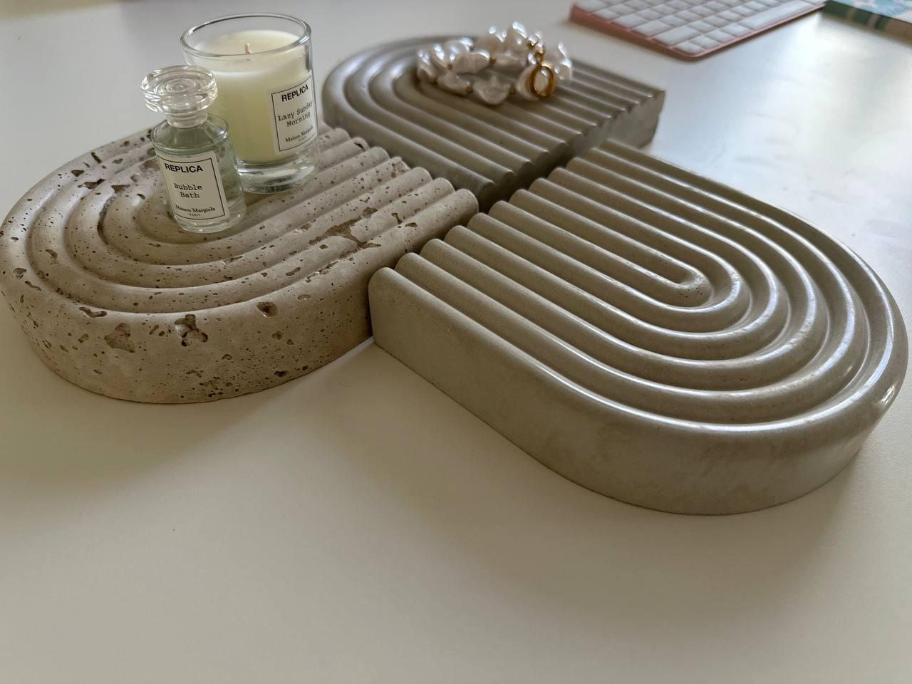 Handmade Concrete Arch Tray: Modern Desk & Vanity Organizer