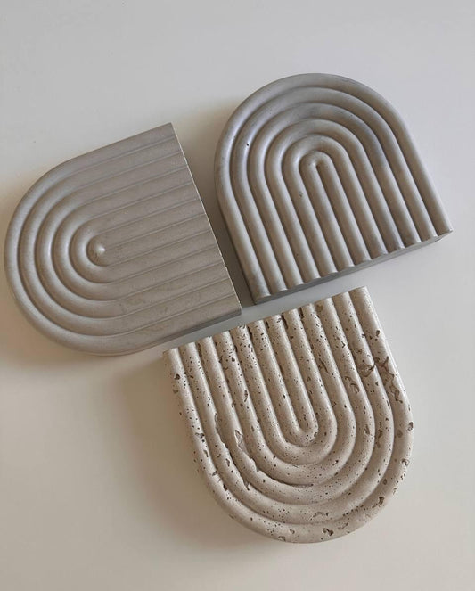 Handmade Concrete Arch Tray: Modern Desk & Vanity Organizer