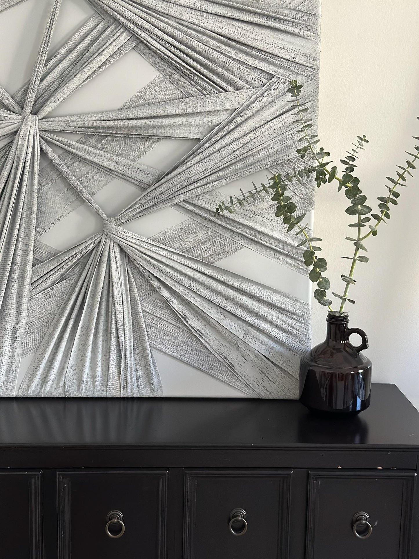 3D Geometric Fabric Wall Art: Textured Abstract Canvas Sculpture
