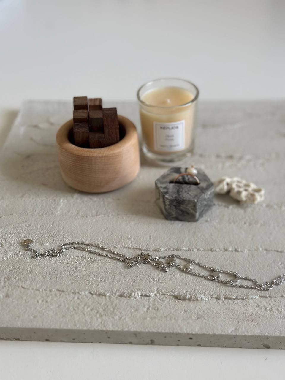 Handmade Concrete Tray: Modern Jewelry & Candle Holder, Lava Style