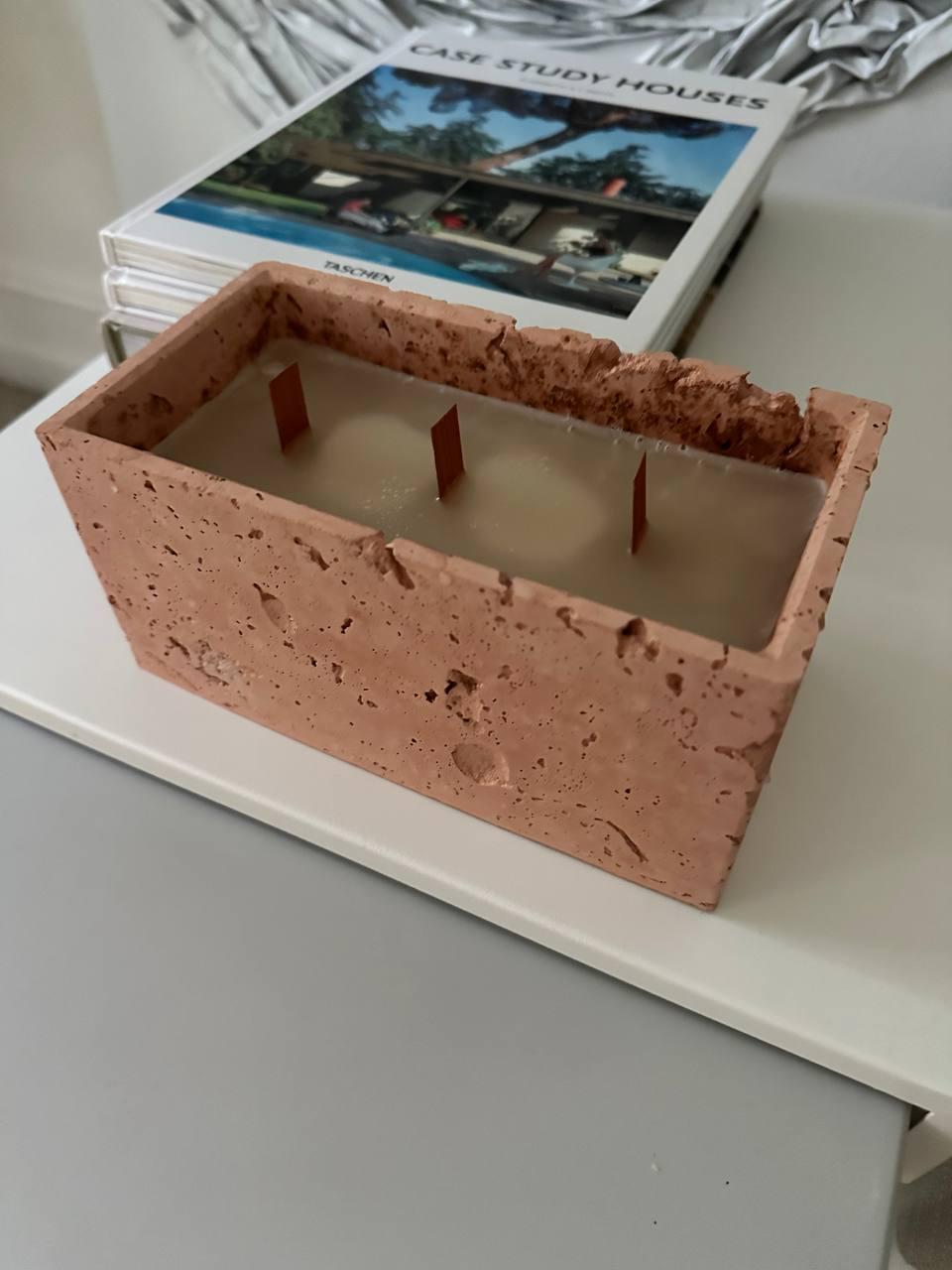Handmade Concrete Soy Candle: Natural Wood Wick, Minimalist Decor