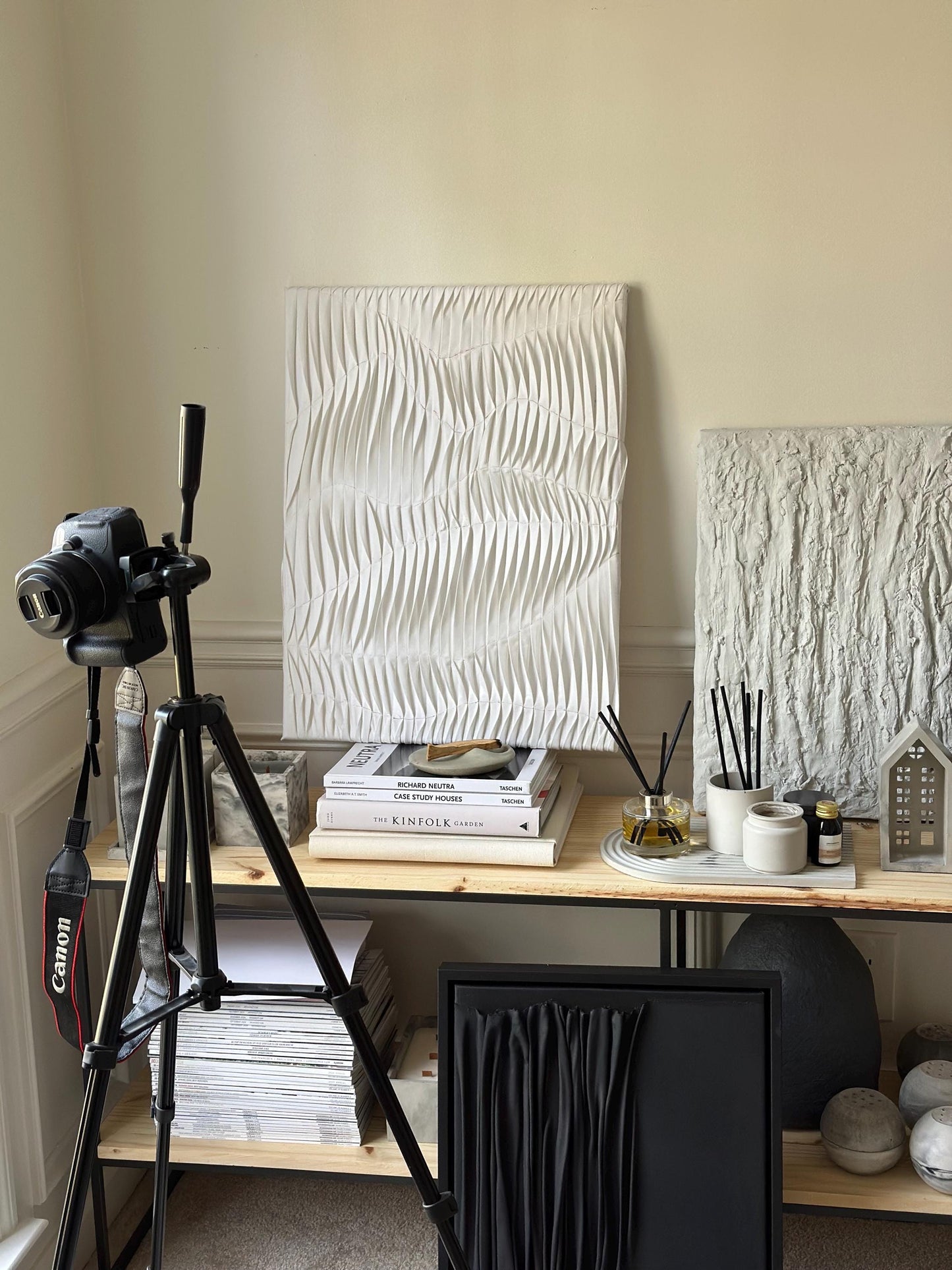 Textured Fabric Wall Art: 3D Abstract White Sculpture, Modern Home Decor