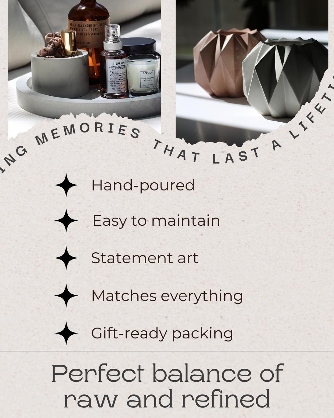 Handmade Concrete Tray: Modern Jewelry & Candle Holder, Lava Style