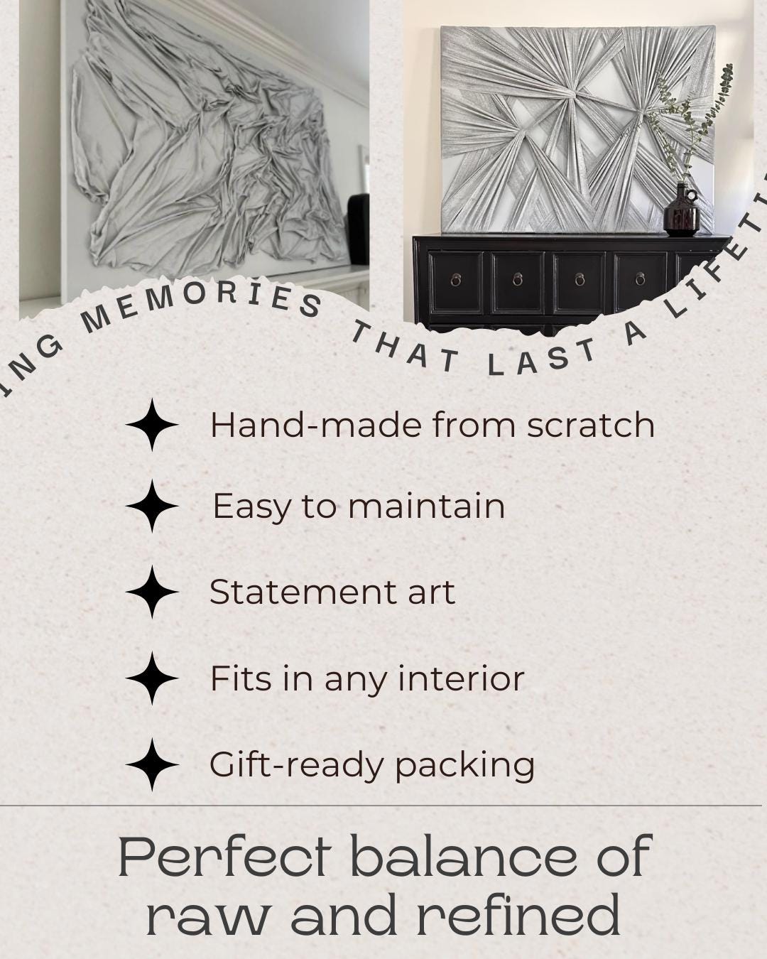 Textured Fabric Wall Sculpture: Abstract Art on Wood