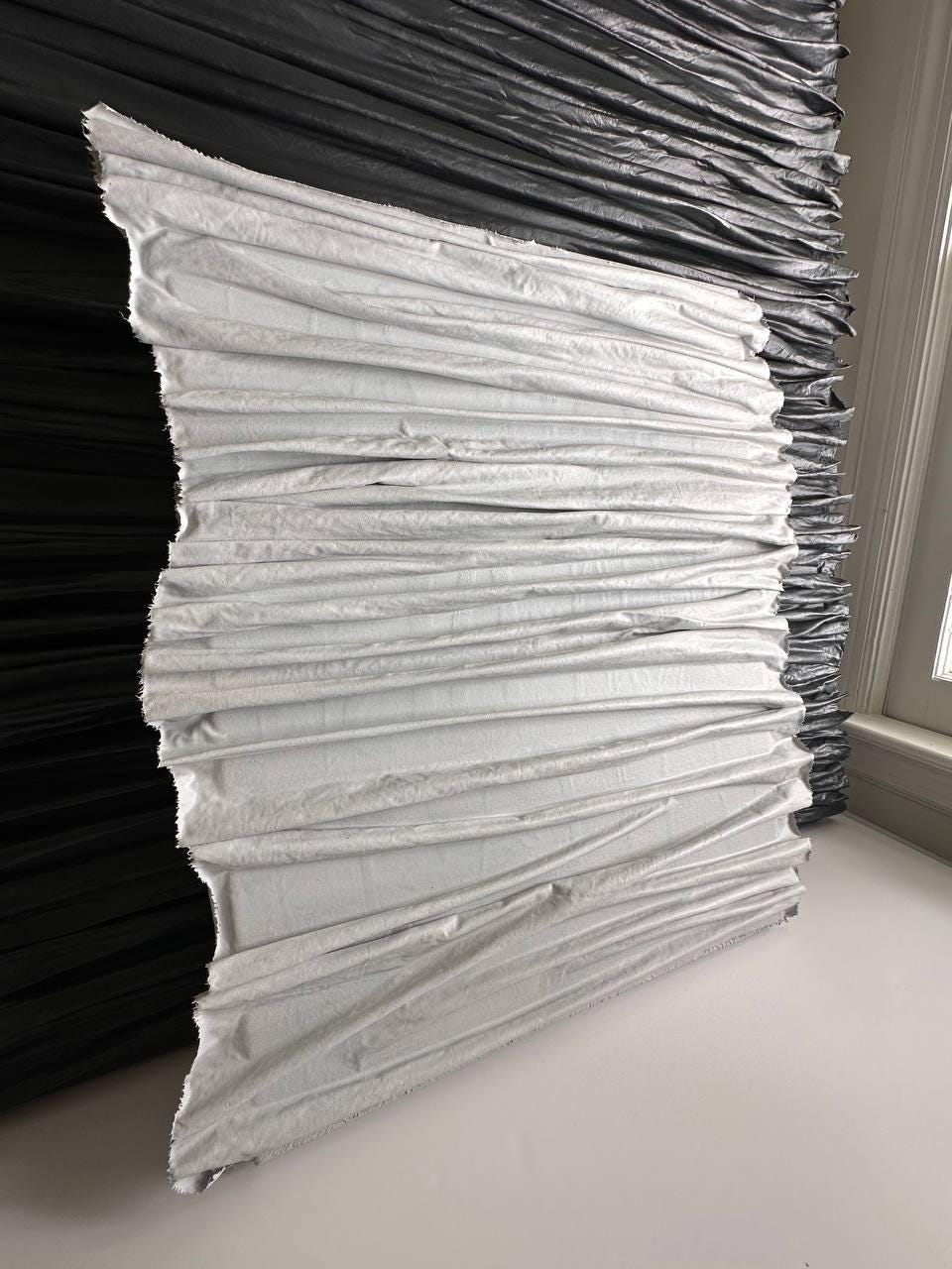 Textured Fabric Canvas Wall Art: 3D Abstract Sculpture, Matte White
