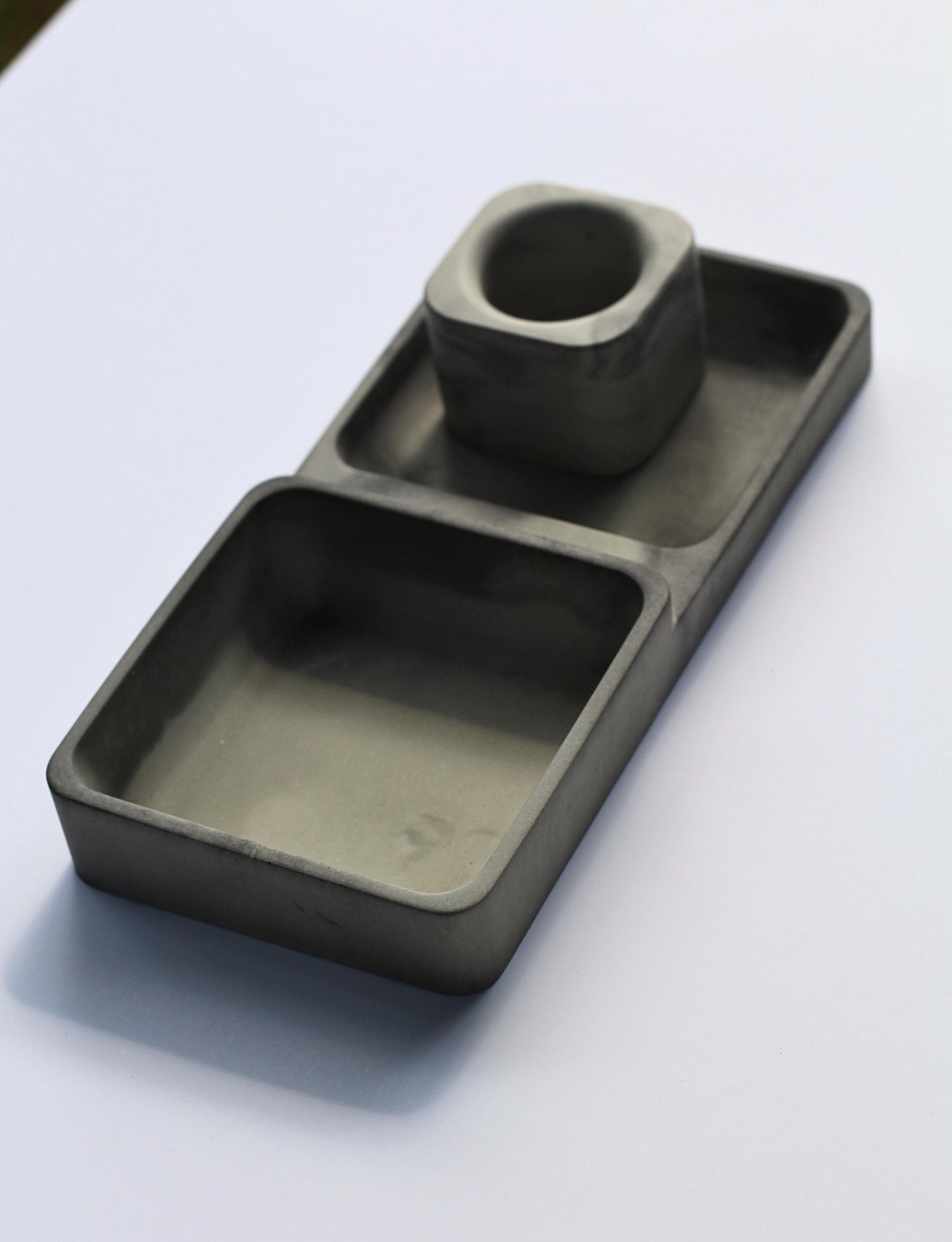 Concrete Bathroom Tray and Toothbrush Holder Set: Modern Minimalist Decor