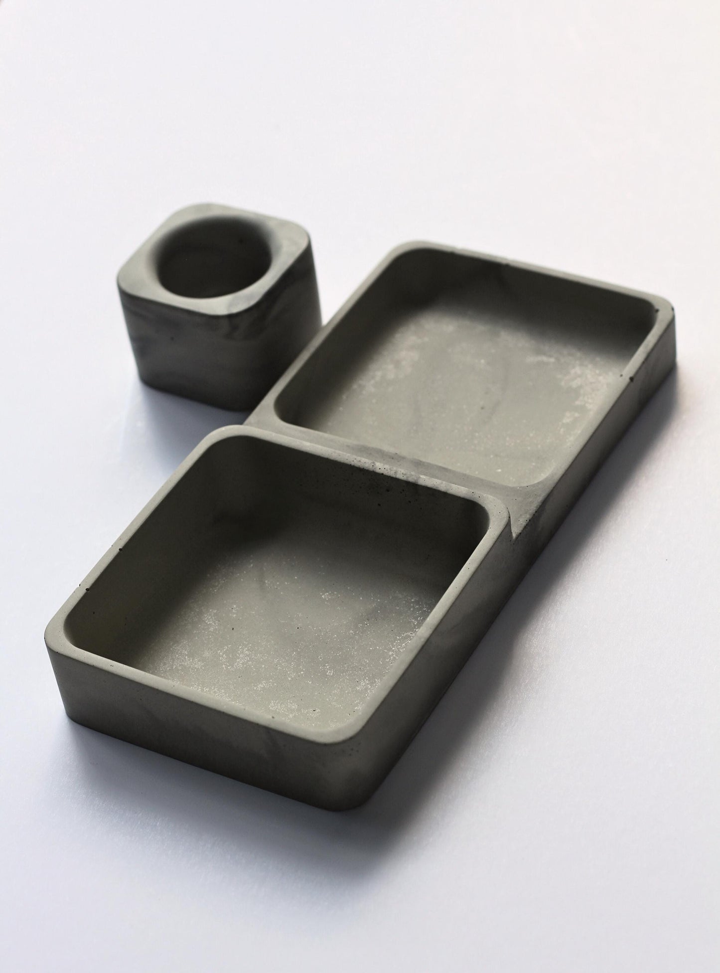 Concrete Bathroom Tray and Toothbrush Holder Set: Modern Minimalist Decor