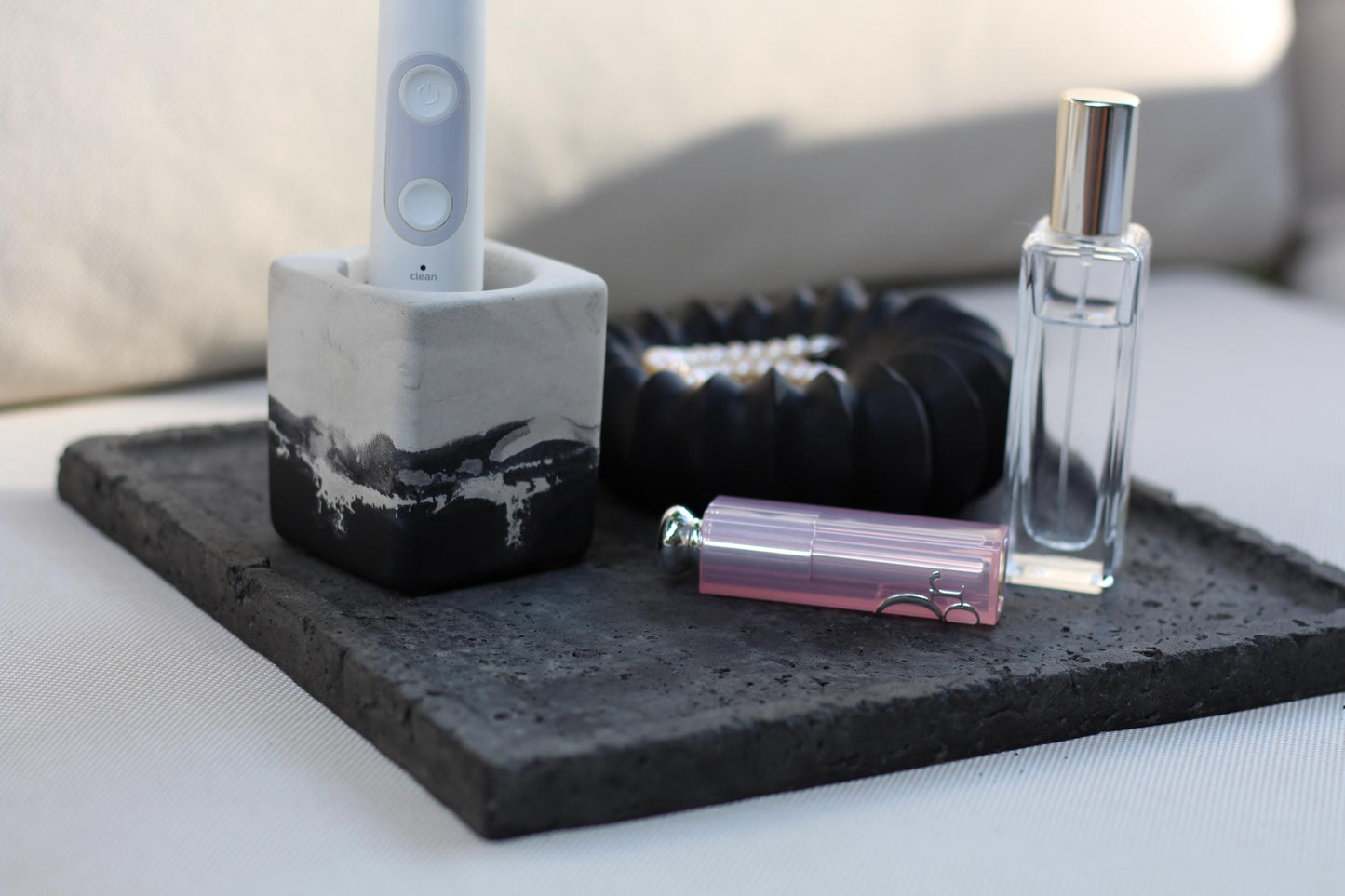 Concrete Toothbrush Holder Set of 2: Modern Bathroom Decor