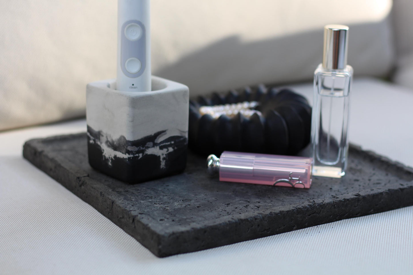 Concrete Toothbrush Holder Set of 2: Modern Bathroom Decor