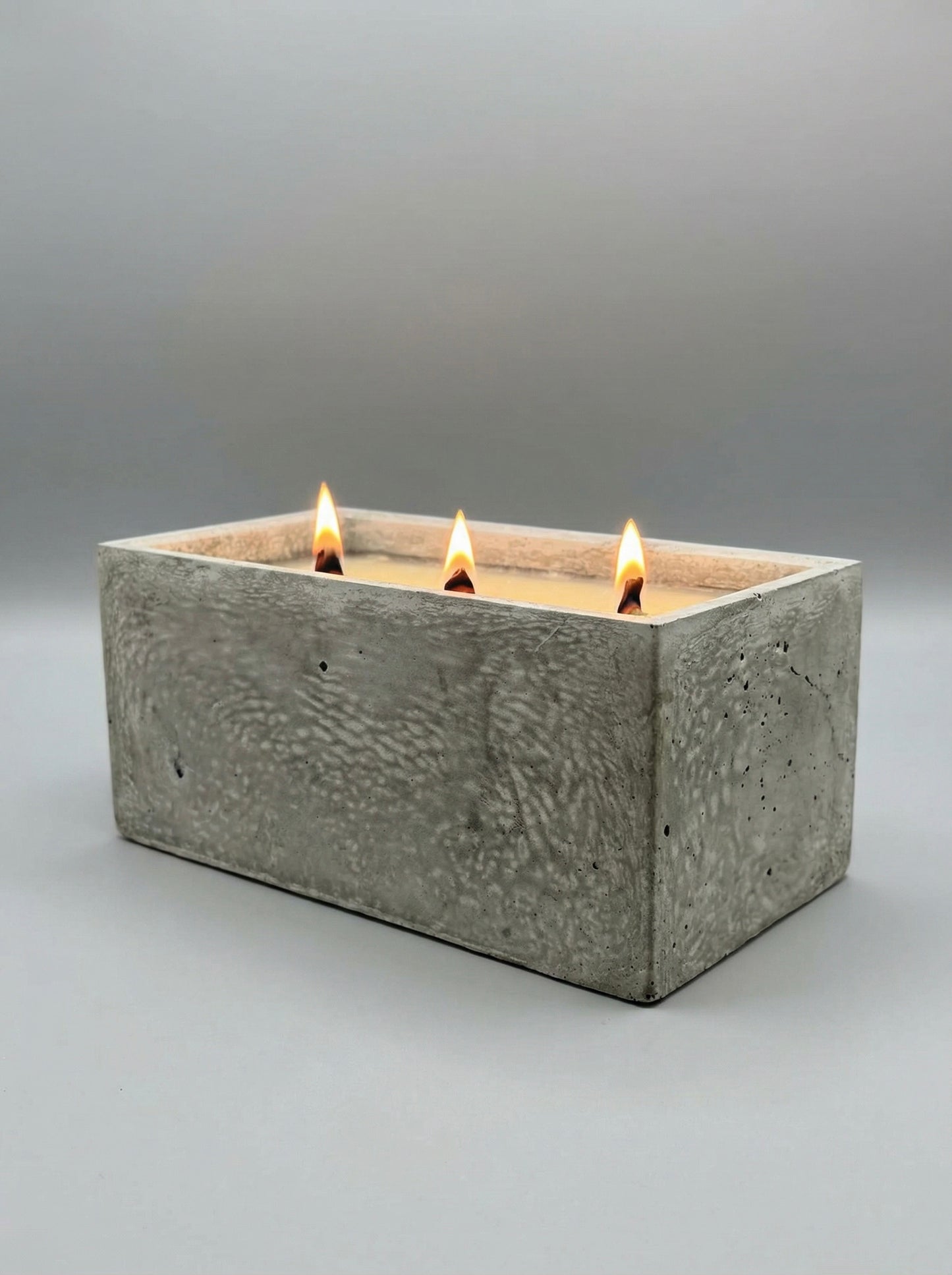 Handmade Concrete Soy Candle: Natural Wood Wick, Minimalist Decor