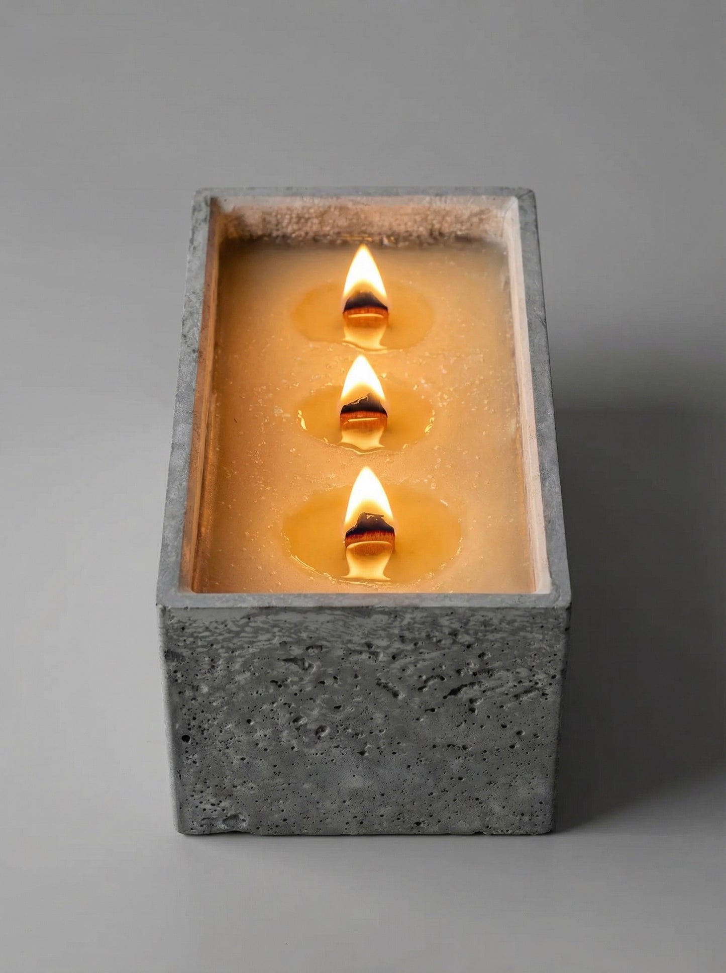 Handmade Concrete Soy Candle: Natural Wood Wick, Minimalist Decor