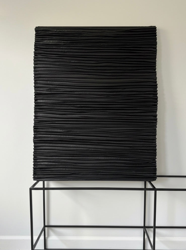 Textured Fabric Wall Sculpture: Abstract Art on Wood