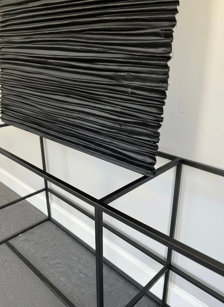 Textured Fabric Wall Sculpture: Abstract Art on Wood