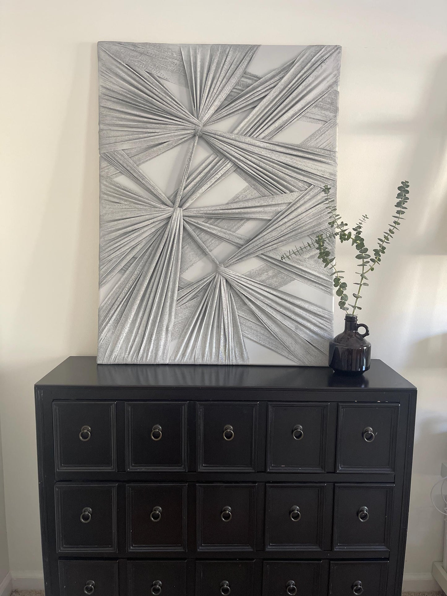 3D Geometric Fabric Wall Art: Textured Abstract Canvas Sculpture