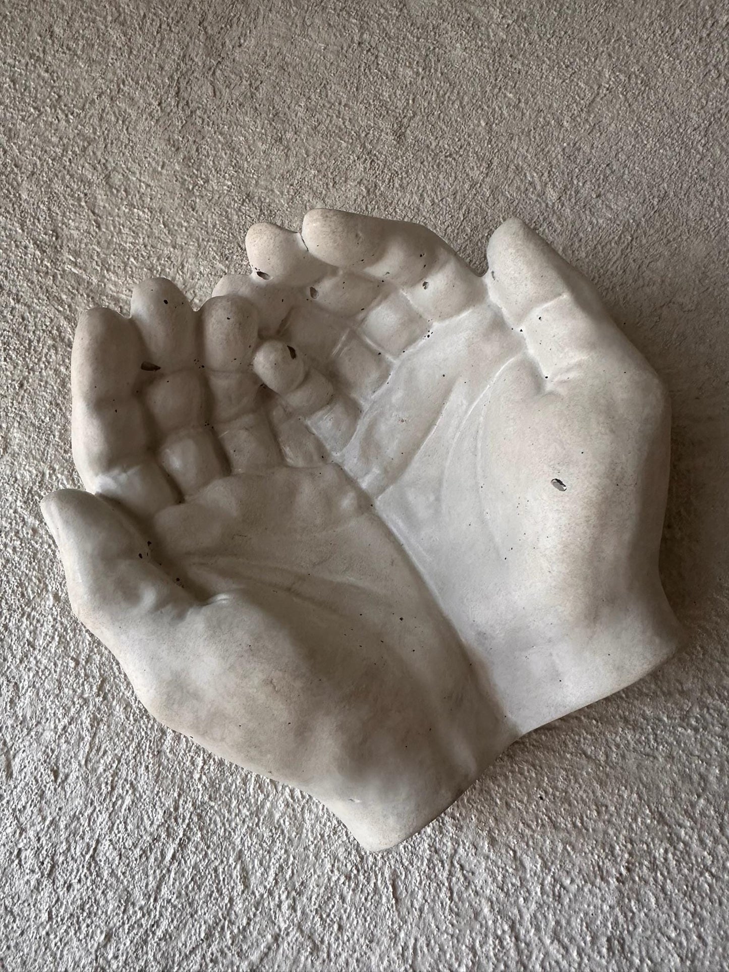 Handmade Concrete Hands Tray: Minimalist Sculpture Bowl & Palo Santo Holder