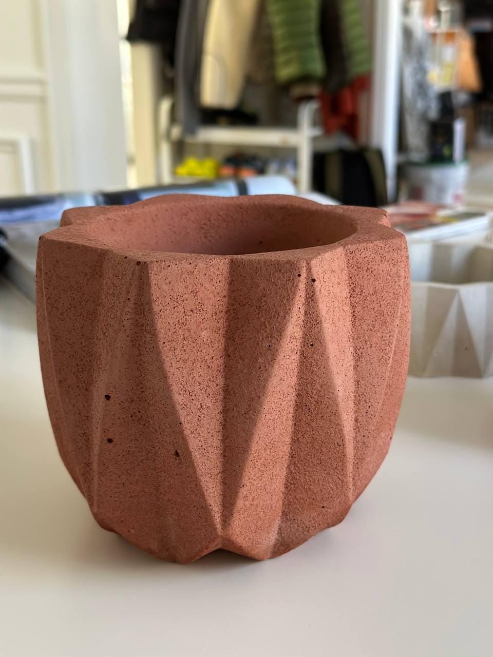 Geometric Concrete Planter: Modern Desk Organizer, Boho Home Decor