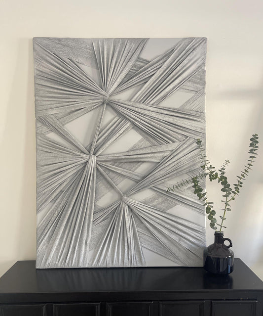 3D Geometric Fabric Wall Art: Textured Abstract Canvas Sculpture