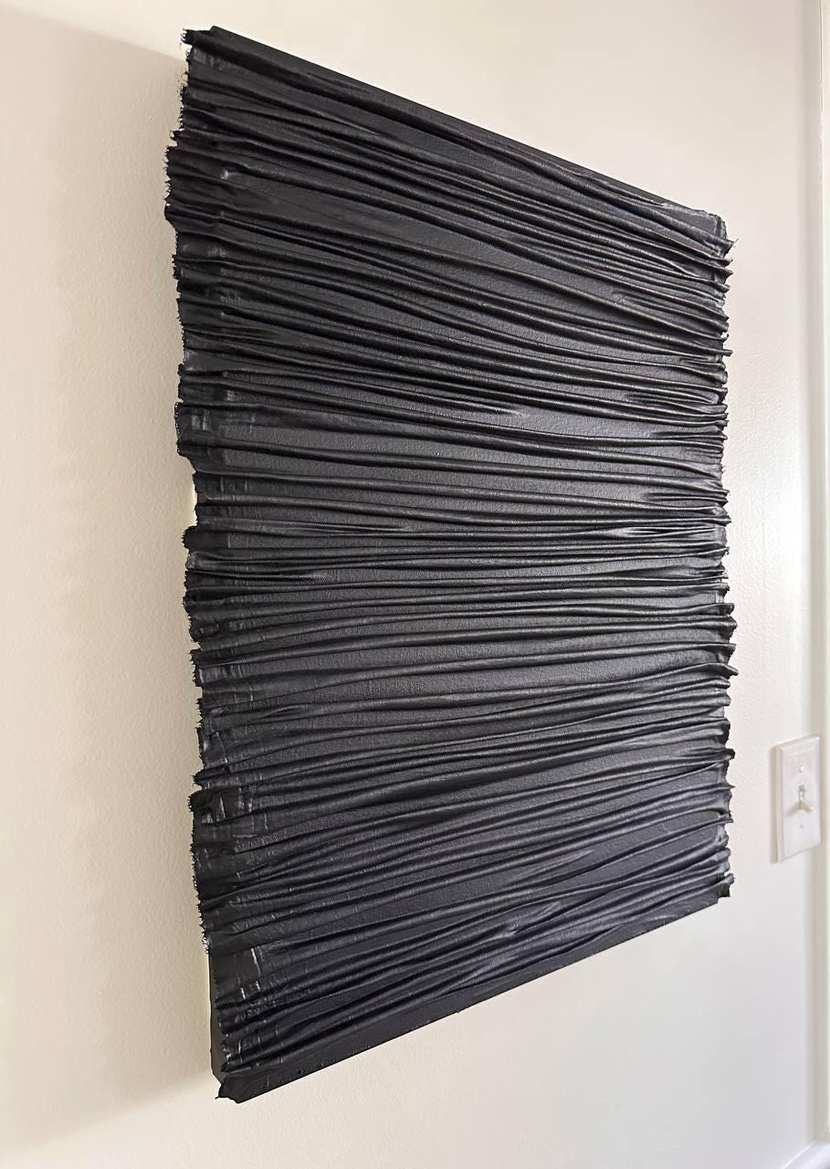 Textured Fabric Wall Art: 3D Abstract Painting, Modern Black Home Decor