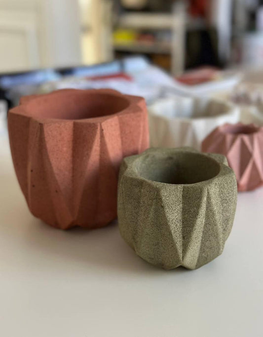 Geometric Concrete Planter: Modern Desk Organizer, Boho Home Decor
