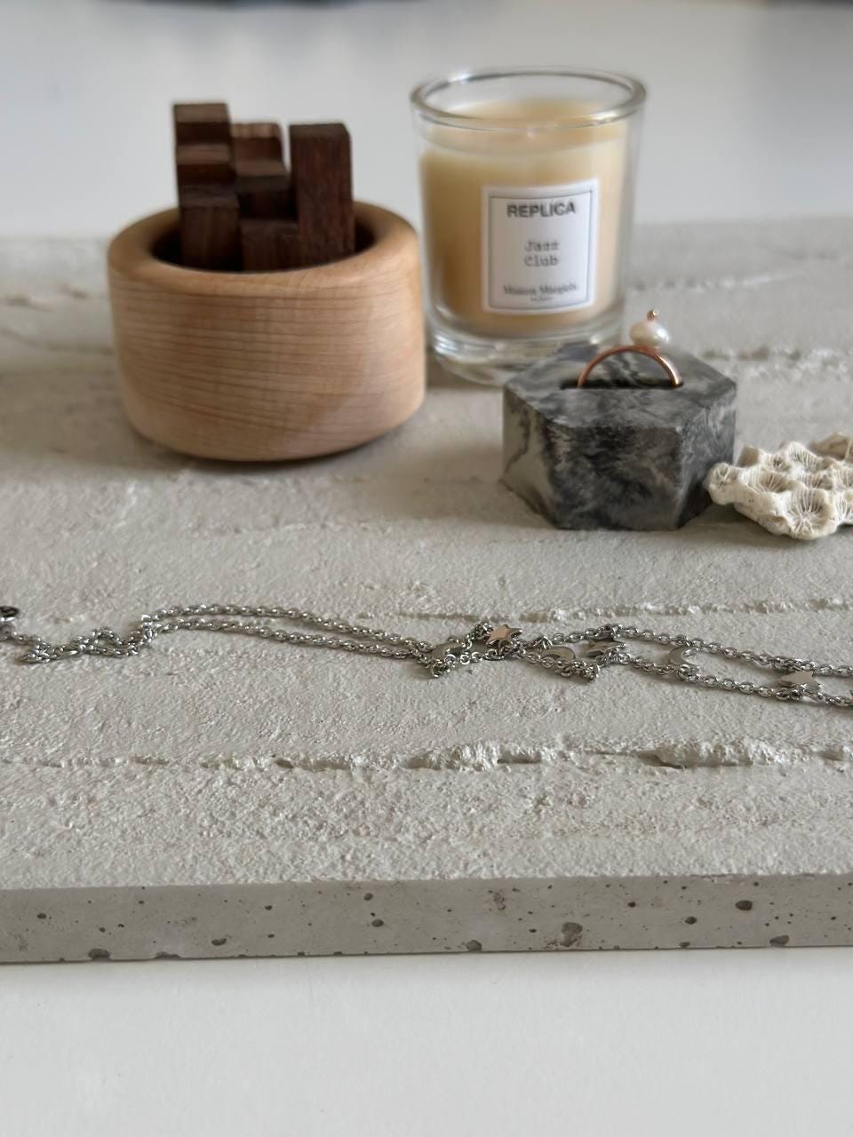 Handmade Concrete Tray: Modern Jewelry & Candle Holder, Lava Style