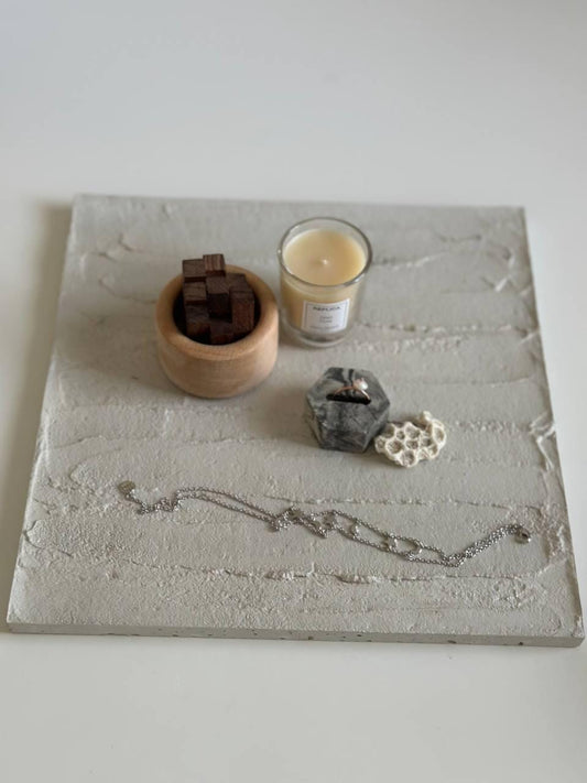 Handmade Concrete Tray: Modern Jewelry & Candle Holder, Lava Style