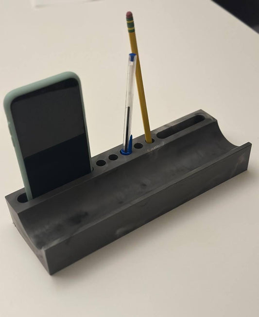 Concrete Desk Organizer: Modern Minimalist Office Decor, Pen & Phone Holder