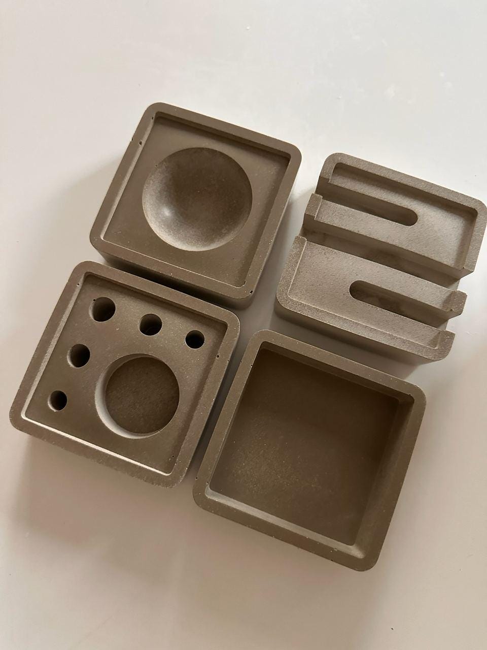 Handmade Concrete Desk Organizer: Modern Minimalist Office Accessories