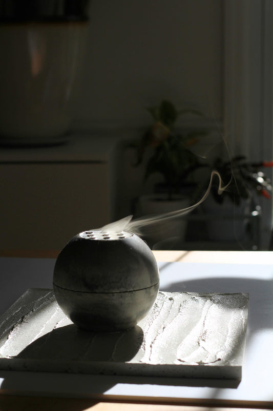 Modern Concrete Incense Holder: Meditation Gift with Cones