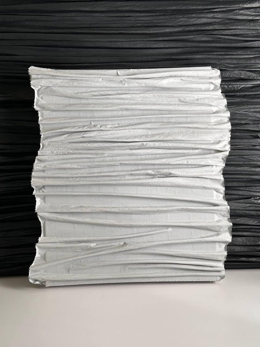 Textured Fabric Canvas Wall Art: 3D Abstract Sculpture, Matte White