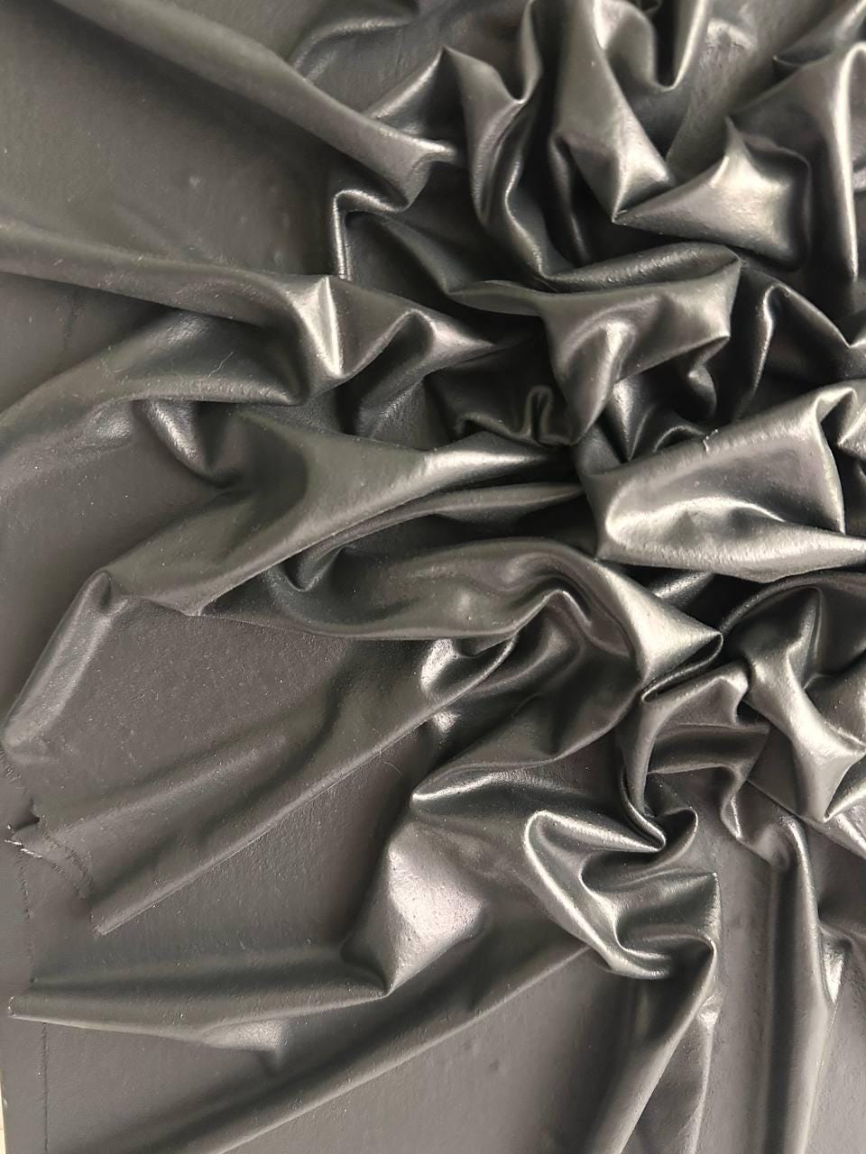 Black Textured Fabric Wall Art: 3D Paper Mache Sculpture
