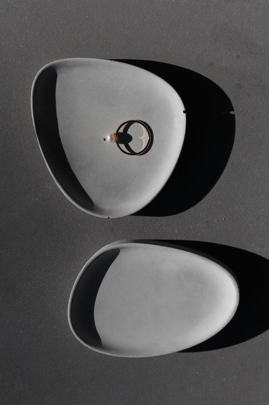 Set of 2 Concrete Jewelry Trays – Minimalist Art Jewelry Dishes, Modern Coaster Set, Cute Home Decor and Perfect Housewarming Gift