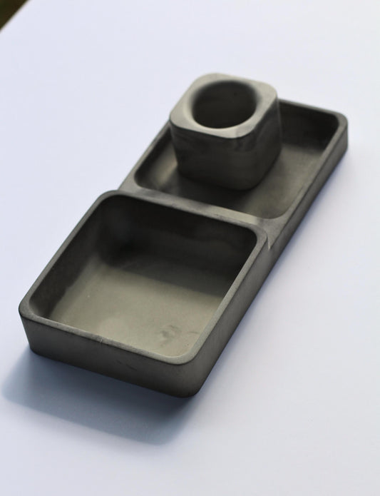 Concrete Bathroom Tray and Toothbrush Holder Set: Modern Minimalist Decor