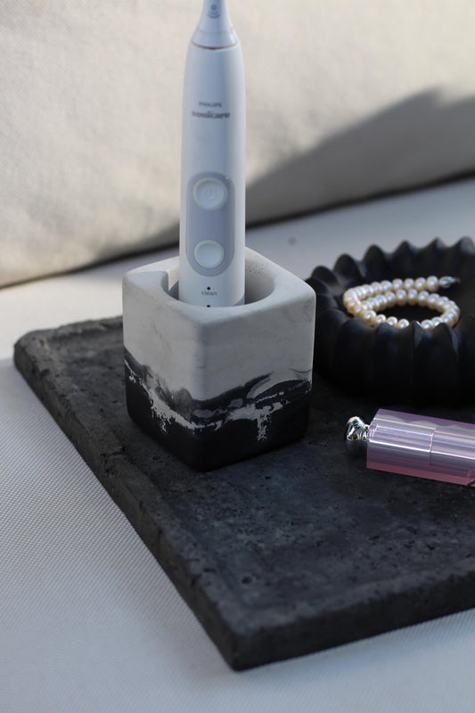 Concrete Toothbrush Holder Set of 2: Modern Bathroom Decor