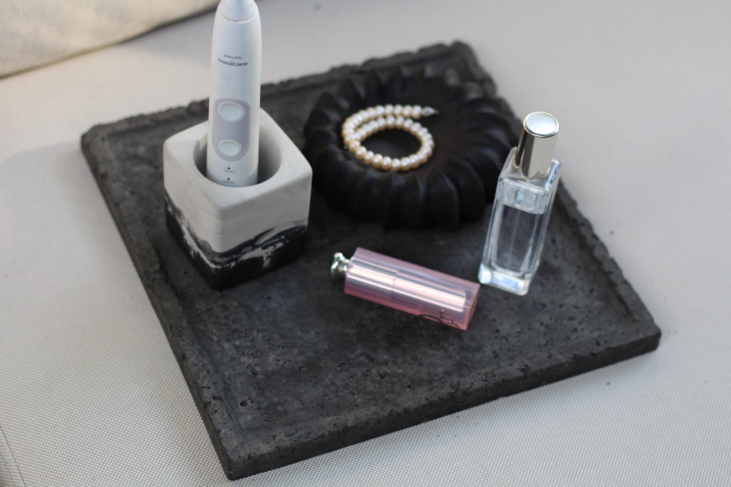 Concrete Toothbrush Holder Set of 2: Modern Bathroom Decor